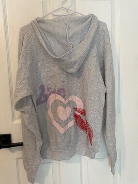 Jet by John Eshaya brand graphic zip up hoodie